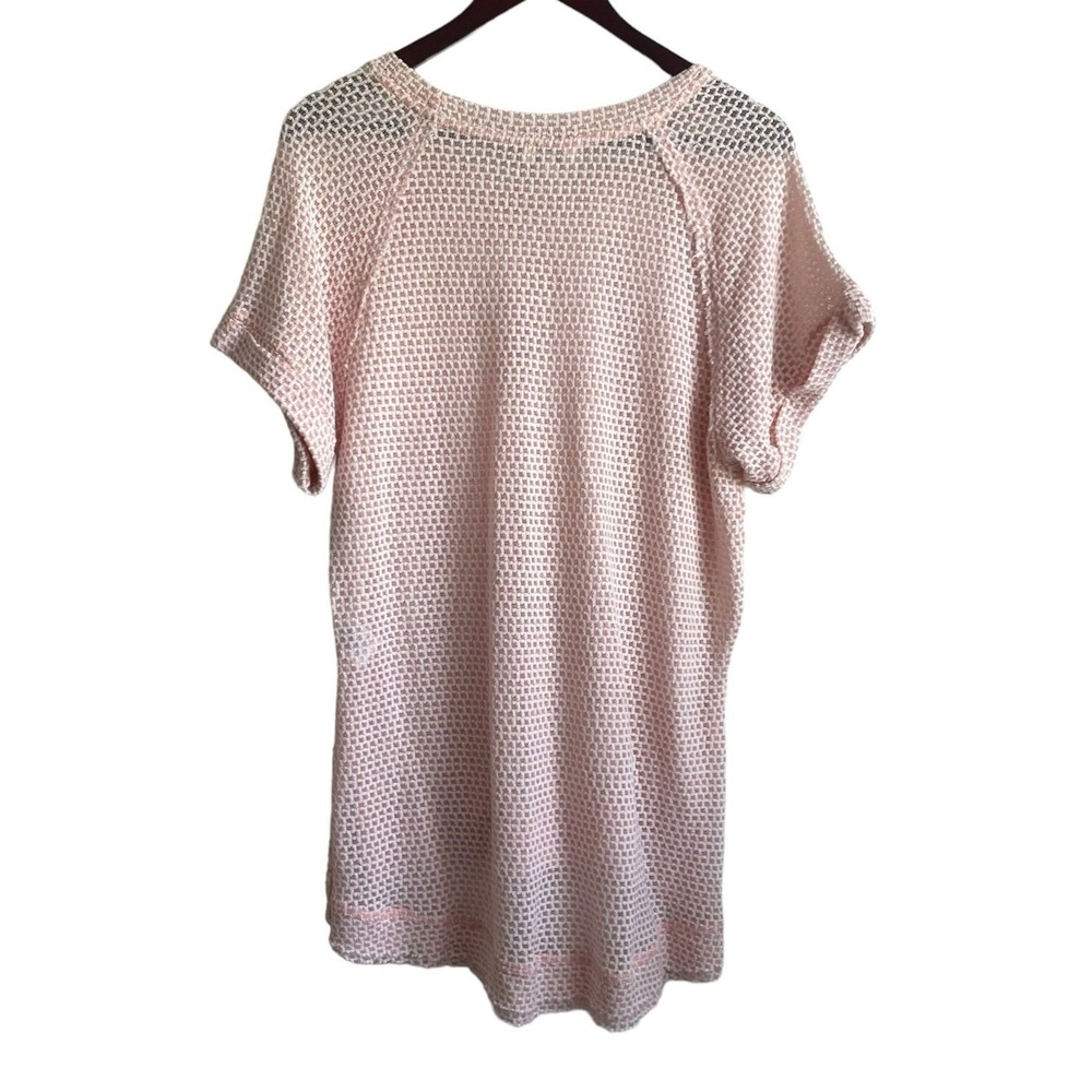 Umgee Women Waffle Knit Tunic Top S Blush Raw Seam Relaxed Boho Coastal Longline - Picture 3 of 12